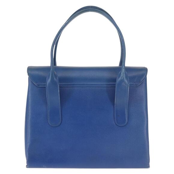 MCM Hand Bag Leather Blue Gold Auth BA6222 - Picture 2 of 16